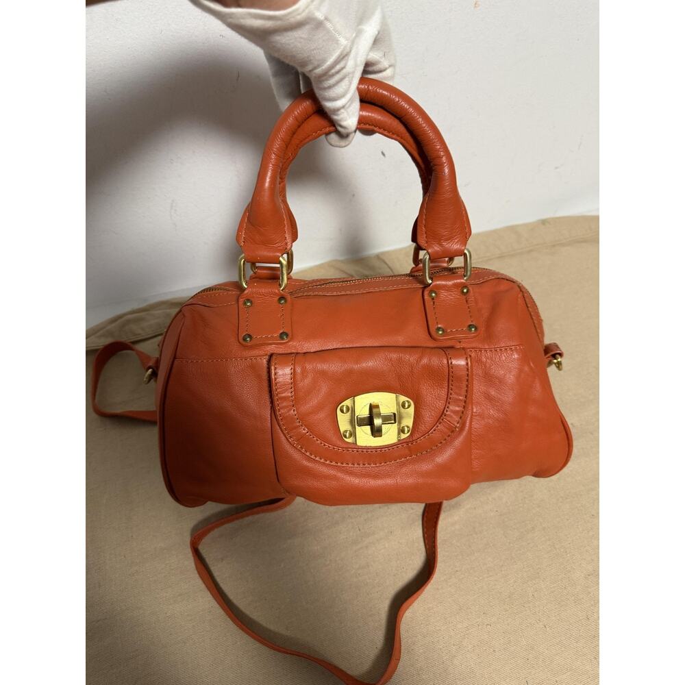Michael Rome Designs Bag Womens Size Orange Leather Satchel Crossbody Shoulder